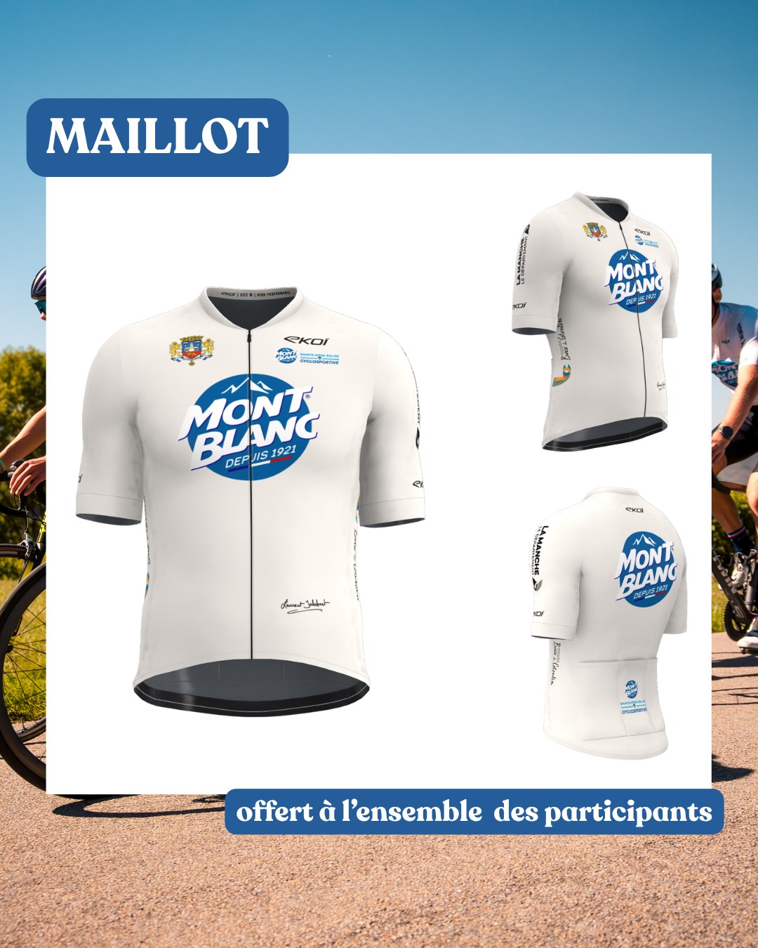 🚴‍♀️ Maillot @ekoicycling officiel 

Cette édition se distingue par un maillot beige, pensé en cohérence avec l’univers de la marque et sa charte graphique. Une teinte sobre et élégante, qui rappelle les nuances des crèmes desserts. 

Au-delà de l’esthétique, ce choix de couleur porte aussi une symbolique forte : le beige évoque le sable, en clin d’œil aux lieux emblématiques qui accueillent certaines phases de l’événement et des parcours, notamment les plages historiques telles que Utah Beach. Des territoires chargés d’histoire, qui donnent une dimension supplémentaire à l’expérience sportive.

📍 Rendez-vous sur la ligne de départ pour le découvrir en action.

𝐈𝐧𝐟𝐨𝐫𝐦𝐚𝐭𝐢𝐨𝐧𝐬 & 𝐢𝐧𝐬𝐜𝐫𝐢𝐩𝐭𝐢𝐨𝐧𝐬 ⤵️
✍️ https://cyclomontblanc.fr

#CyclosportiveMontBlanc #CycloMontBlanc #RunningMontBlanc #SainteMereEglise #Cyclo #Gravel #Cyclisme #Cyclosport #Route #Velo #VeloRoute #Cycling #CyclingEvent #CyclingFrance #CycloTourisme
#Running #CourseAPied #Run #10km #5km #FFA
#Normandie #Manche #Cotentin #DDayLand
#LaurentJalabert #Jaja #EKOI #SMH #CLSO @attitudemanche @cotentin.unique @lamanche_departement